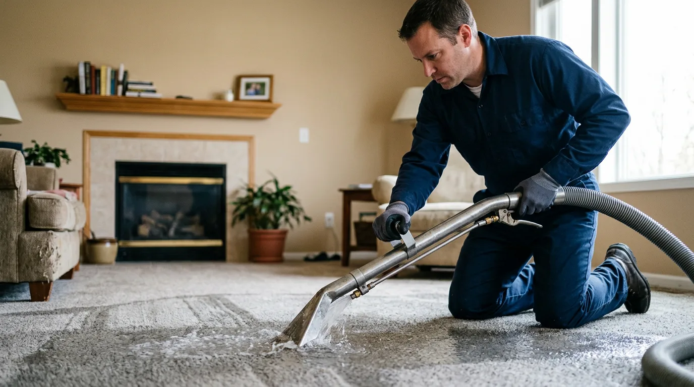 Water damage restoration technician working near Princeton, KS